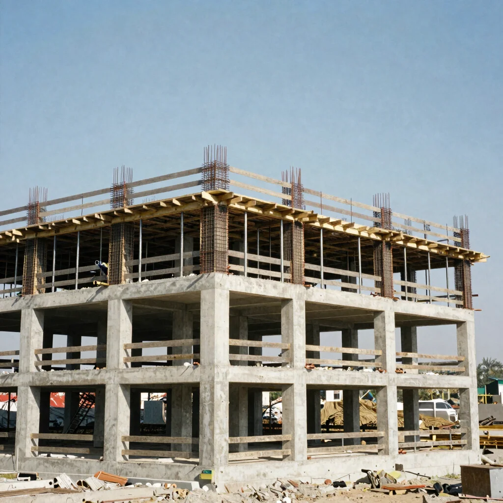 Editorial construction photography, 35mm lens, clear natural dayl